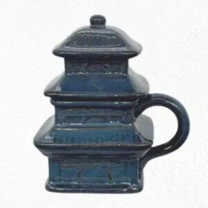 Pagoda Blue Reactive Glaze Ceramic Tea Infuser Mug